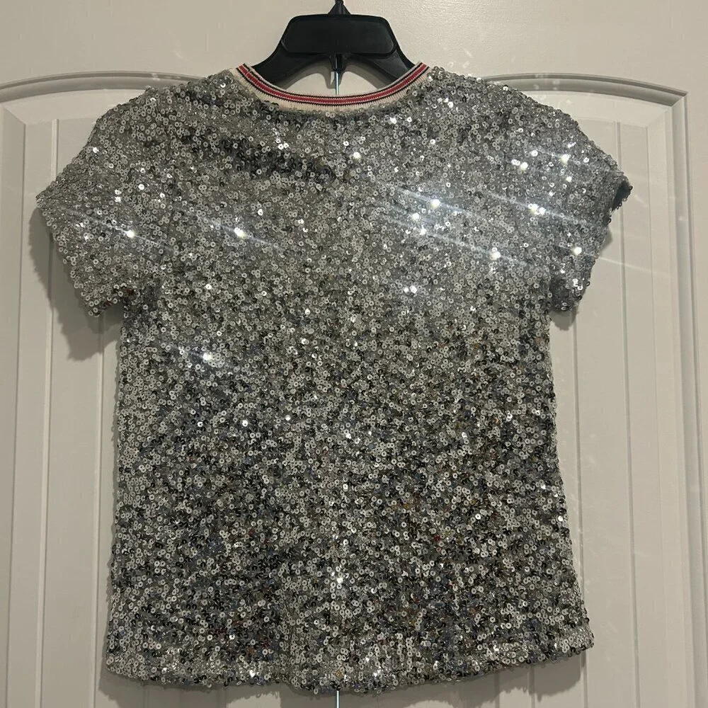 Nordstrom 1901 Silver Sequins Top Girls Size L 10/12